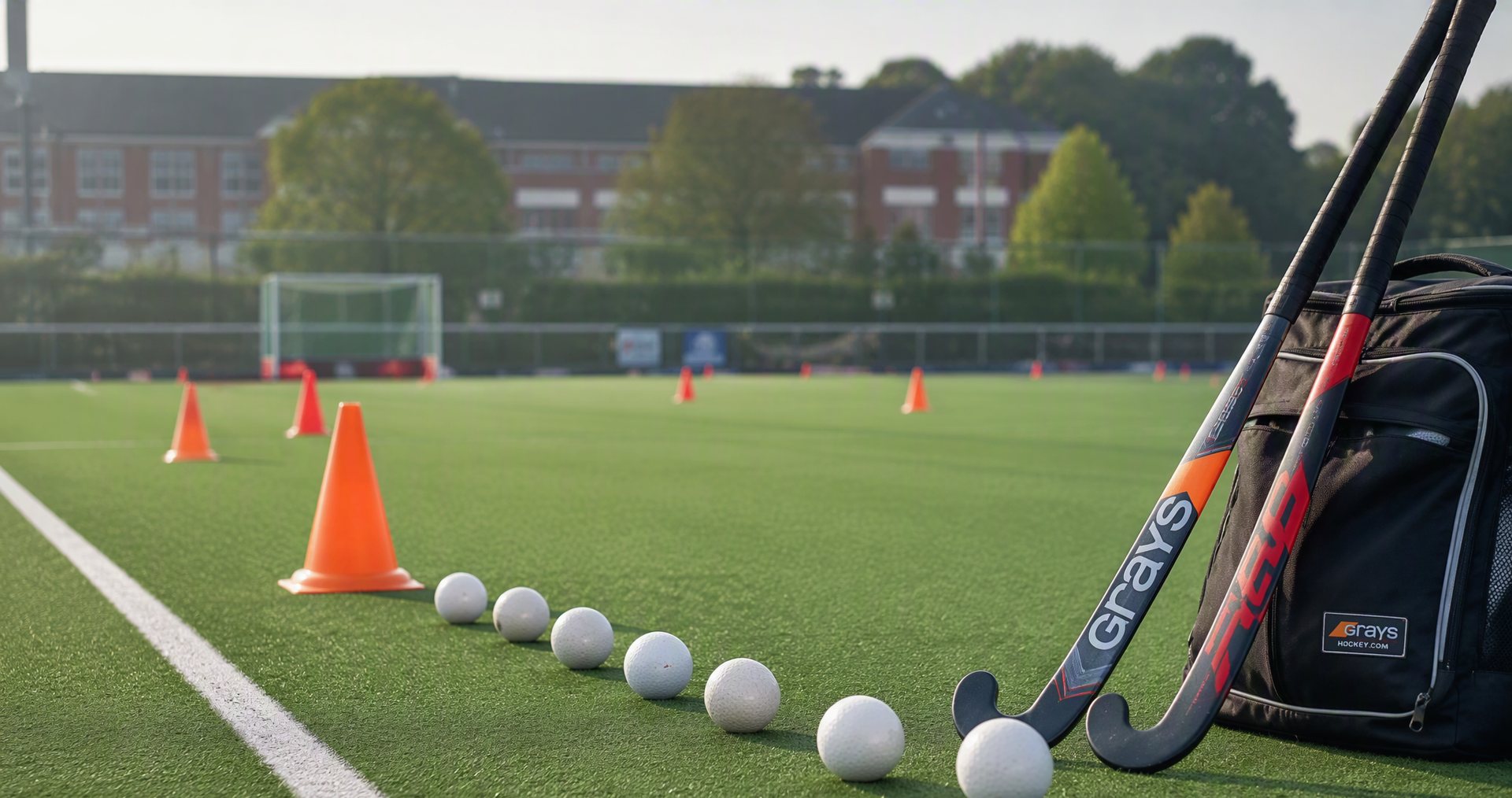 Hockey training equipment on artificial turf — Hockey Grass SA