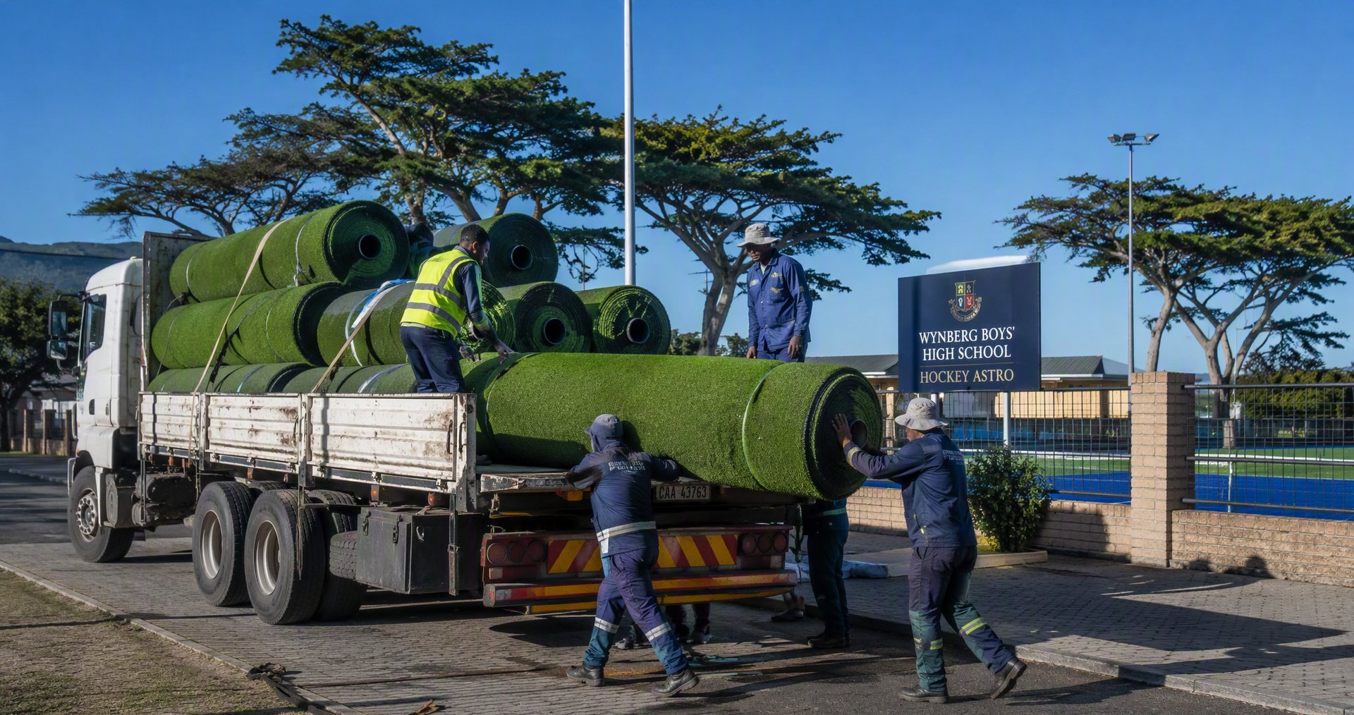 Hockey turf rolls delivered to site — Hockey Grass SA